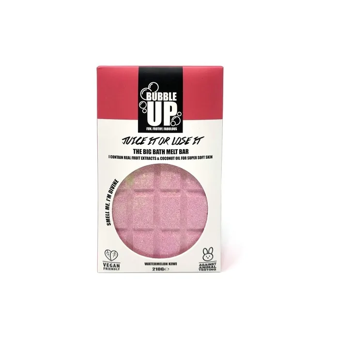 Bubble Up Bath Oil Melt Bar Moisturizes Skin Super Soft Vegan Friendly Cruelty Free Fragrance Watermelon & Kiwi