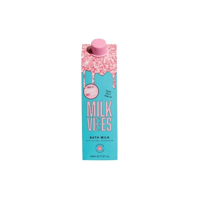So...? Sorry Not Sorry Milk Vibes Bath Milk Nourishing and Restoring Bath Soak Infused with Golden Chamomile Vegan and Cruelty Free 500ml Almond
