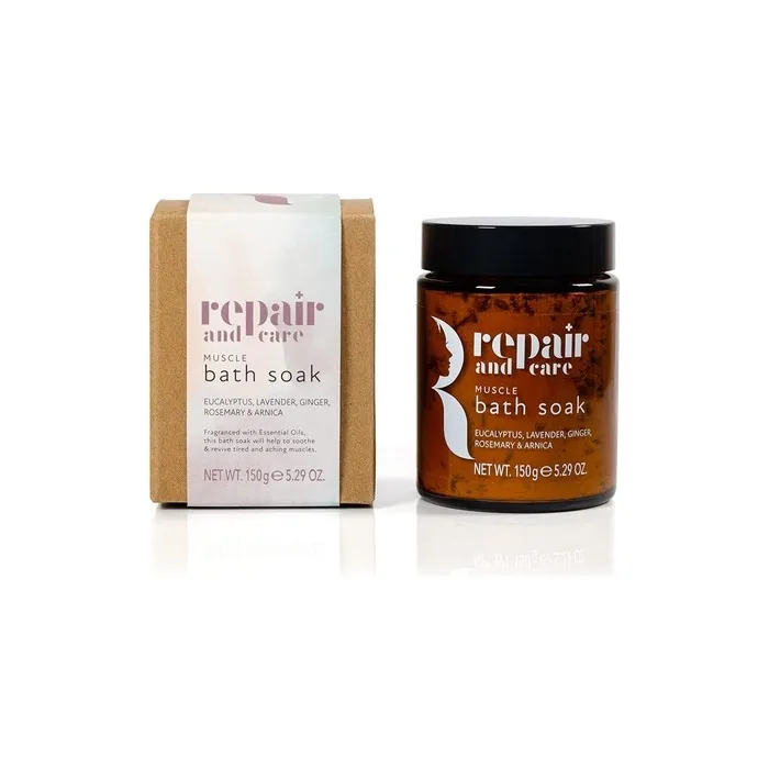 Repair and Care Muscle Bath Soak with Eucalyptus, Lavender, Ginger, Rosemary & Arnica Essential Oils 150g