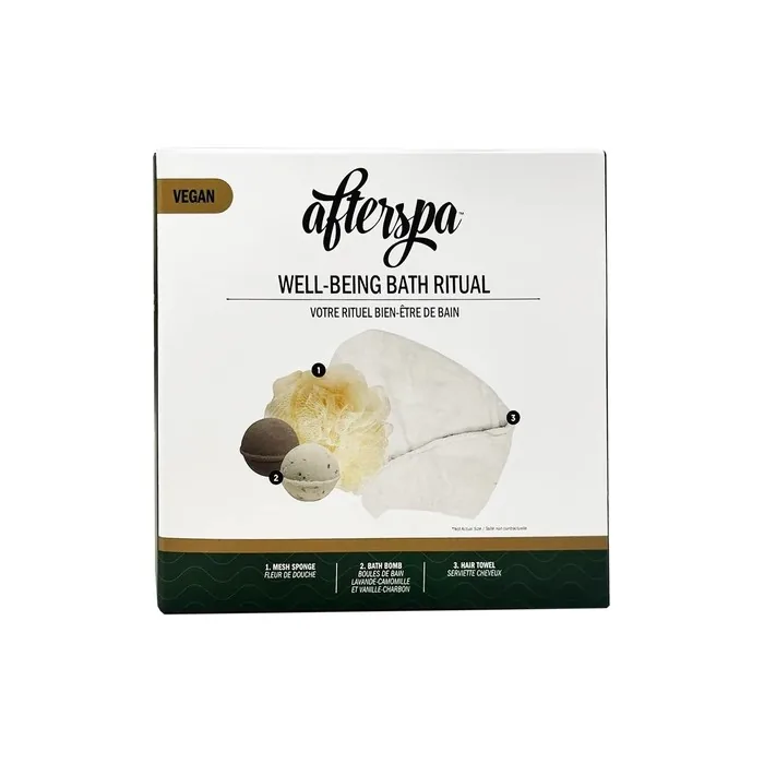Afterspa Wellness Bath Ritual with 1 Mesh Sponge and 2 Body Bombs