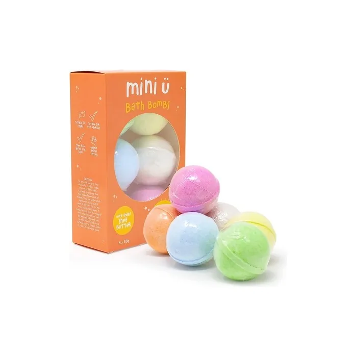 Mini U Bath Bombs for Kids 6 Pack Orange - Vegan and Cruelty Free