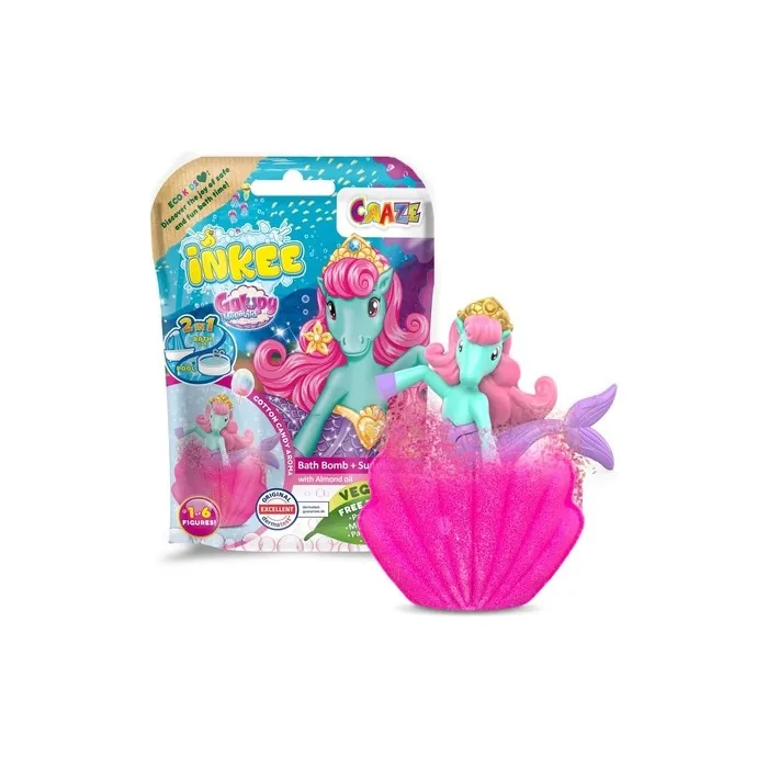INKEE GALUPY MERMAID Mermaid Bath Bomb with Surprise, Kids Bath Bomb in Shell Shape with Mermaid Figures & Cotton Candy Scent