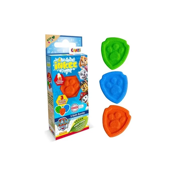 Inkee Paw Patrol Bath Bombs 3 Colors with Almond Oil - Pack of 3