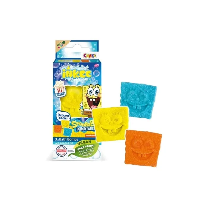 Inkee Mini Pack Spongebob Set of 3 Bath Bombs for Children
