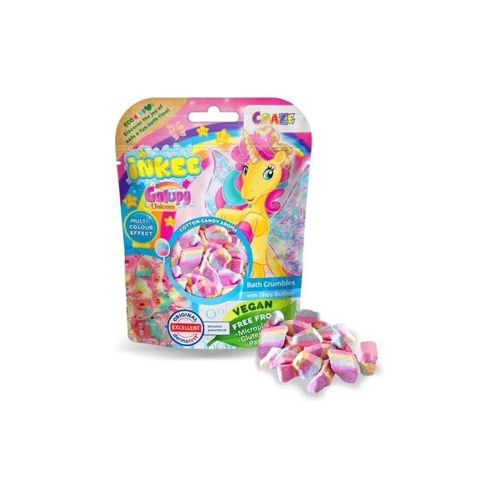 Inkee Bath Sprinkles Galupy Unicorn 100g Bath Salts for Children with 4 Color Layers