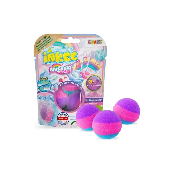 Inkee Pack Color Rainbow World Scented Kids Bath Bombs - Pack of 3