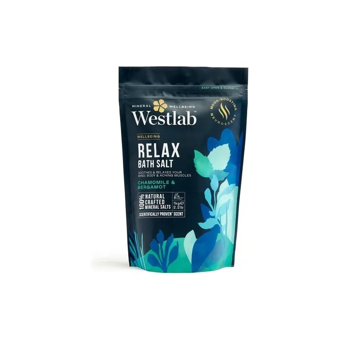 Westlab Magnesium Relax Bath Salts 1kg Moodboosting Neuroscent Chamomile & Bergamot