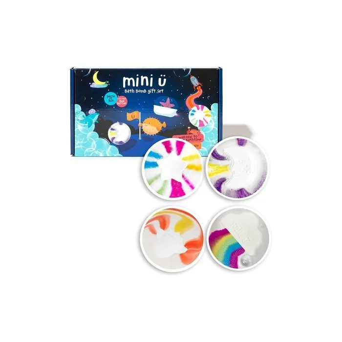 Mini U Bath Bomb Gift Set Cloud Rainbow Rocket Moon & Star Fizzers Moisturising Shea Butter Bathtime Fun Bath Toys Great Stocking Filler Gift Made for Mums Award 2023 Gold