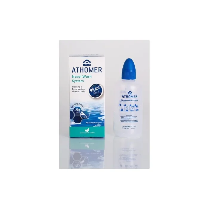 Athomer Nasal Rinse 250ml with 99.6% Sea Salt - Moisturizing Nasal Spray for Adults and Children