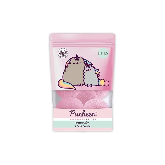 Pusheen The Cat Fizzing Bath Bombs 6pcs With Watermelon Fragrance