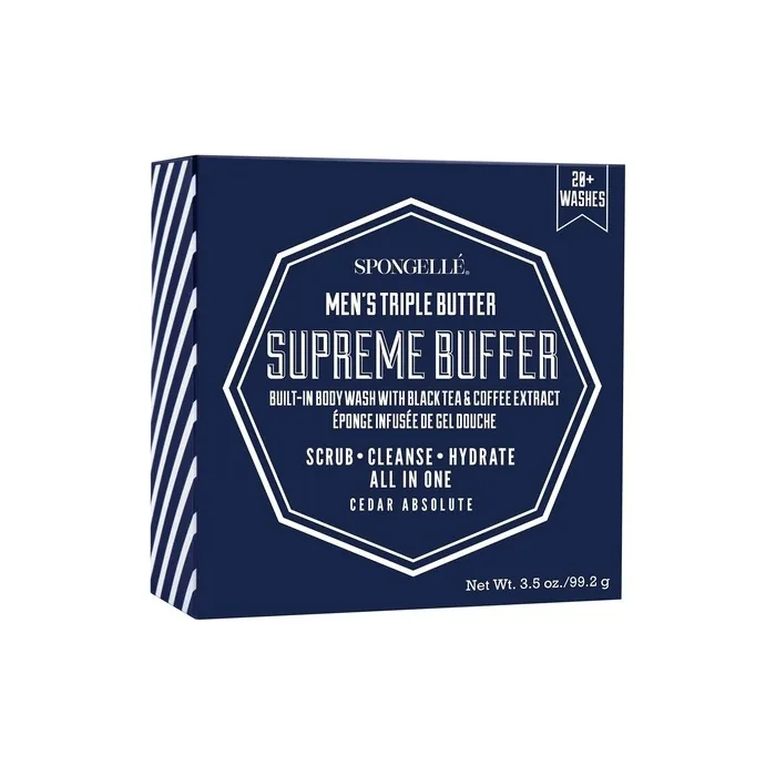 Spongelle Men's Triple Butter Supreme Body Wash Infused Buffer Cedar Absolute