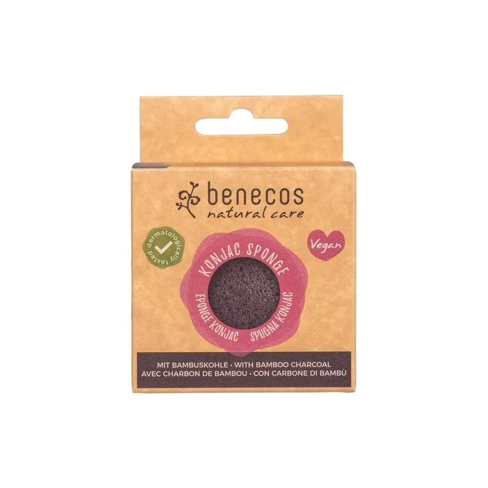 Benecos Natural Cosmetics Konjac Sponge Black Bamboo 100% Biodegradable