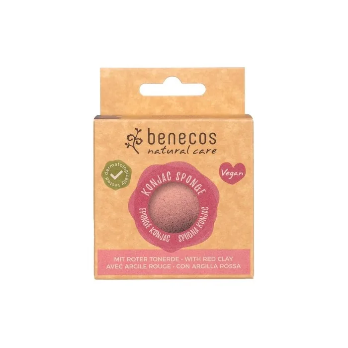 Benecos Natural Cosmetics Konjac Sponge Red Clay 100% Biodegradable