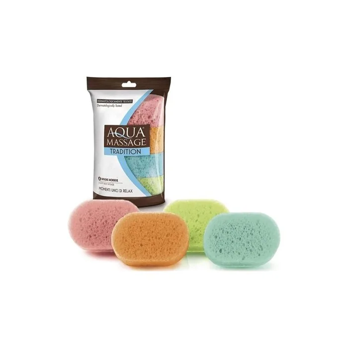 Aqua Massage Tradition Soft Bath Sponges Dermatologically Tested - Pack of 4
