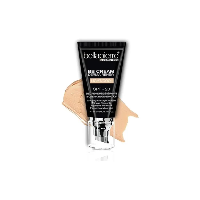 Bellapierre BB Cream SPF 20 Concealer Foundation Moisturizer Non-Toxic Paraben Free Pump Top Applicator 48 Grams Light Cool