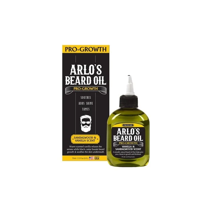Arlo's Pro Growth Beard Oil Vanilla Sandalwood 25 Oz Promotes Beard Hair Growth