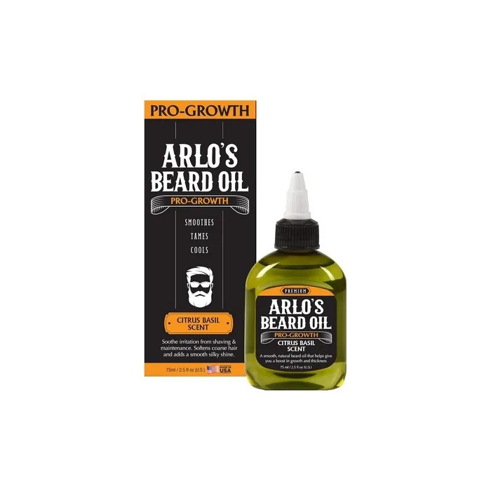 Arlo's Pro Growth Beard Oil Citrus Basil 25 Oz Promotes Beard Hair Growth