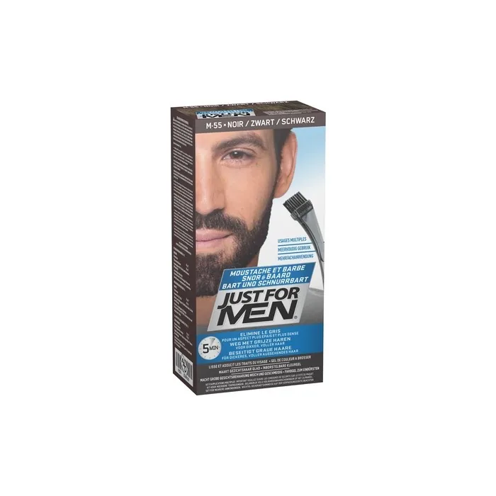 Just for Men Moustache & Beard Eliminates Gray for Thicker, Fuller Look M55 Black Real Black
