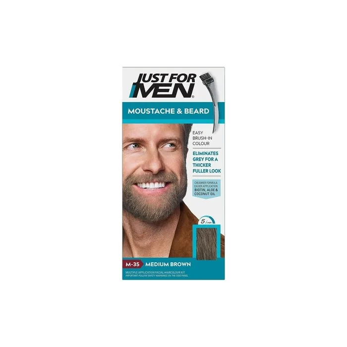 Just For Men Brush-In Color Gel Formula for Mustache and Beard Medium Brown 28g