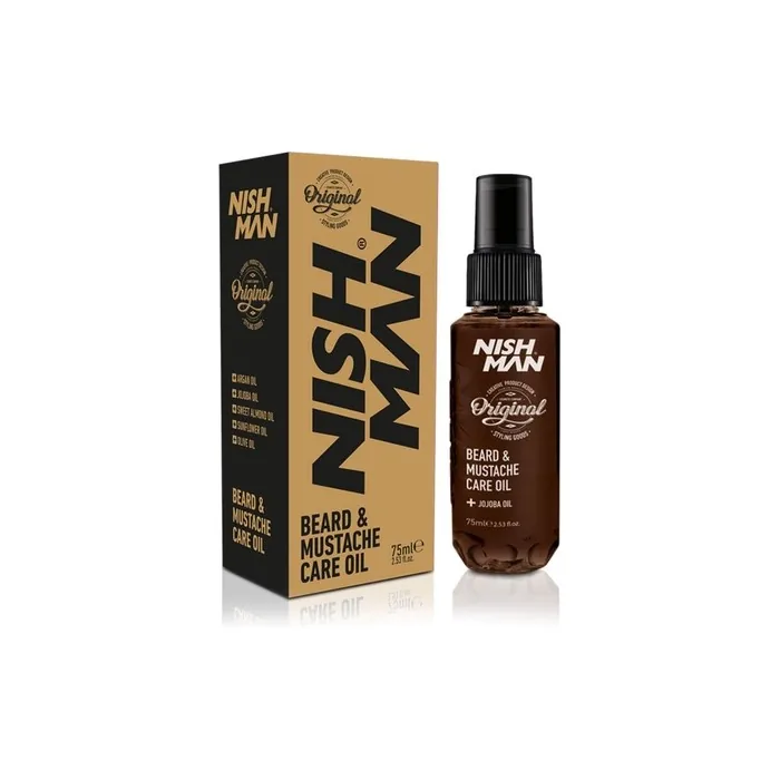 Nish Man Beard & Mustache Beard Oil for Men with Argan, Jojoba, Sweet Almond, Olive Oils 75ml