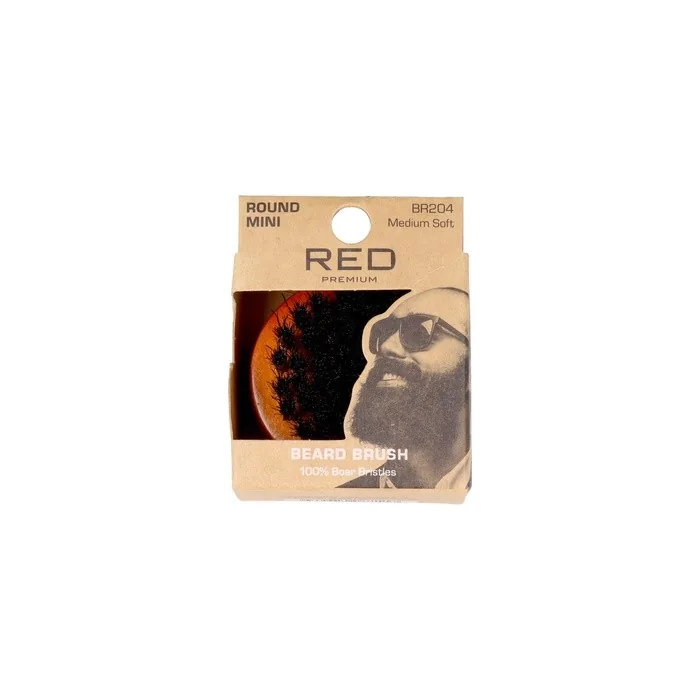 Red Kiss Premium Beard Brush Round Mini Perfect For Grooming And Styling Your Beard