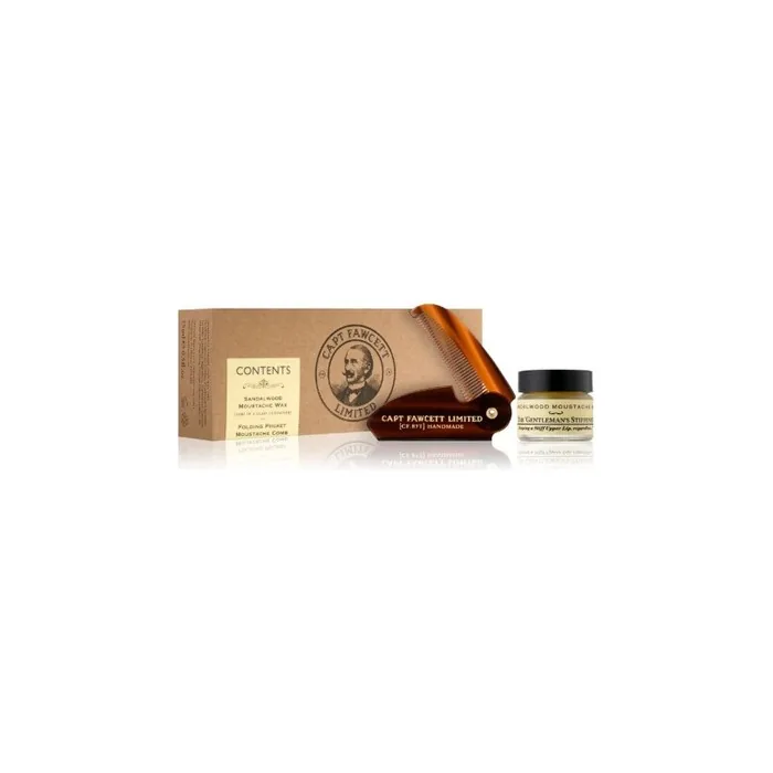 Captain Fawcett Gift Set Of Wax And Folding Mustache For Sandalwood