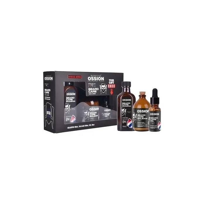 Ossion Premium Barber Beard Set - Shampoo 100ml, Balm 100ml, Oil 20ml