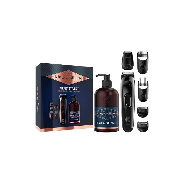 King C. Gillette Men's Perfect Style Beard Kit Gift Set with Trimmer and Beard and Face Wash