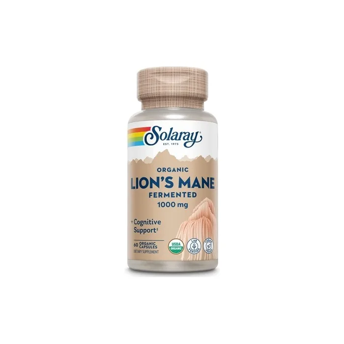 Solaray Fermented Lions Mane Mushroom Healthy Brain Function Mental Focus Immune Support 60 Vegcaps
