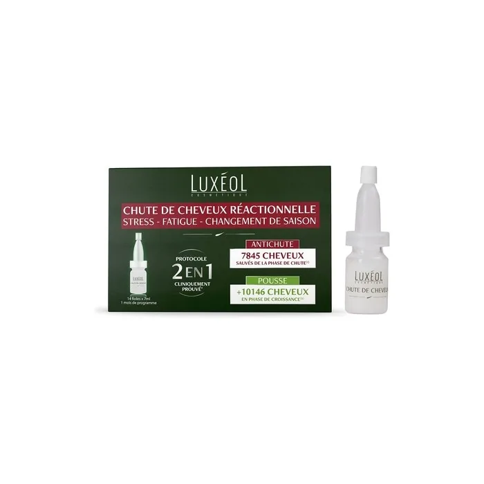 Luxéol Reaction Hair Loss Treatment 3 in 1 - 1 vial = 7 ml 1 box = 14 vials = 1 month