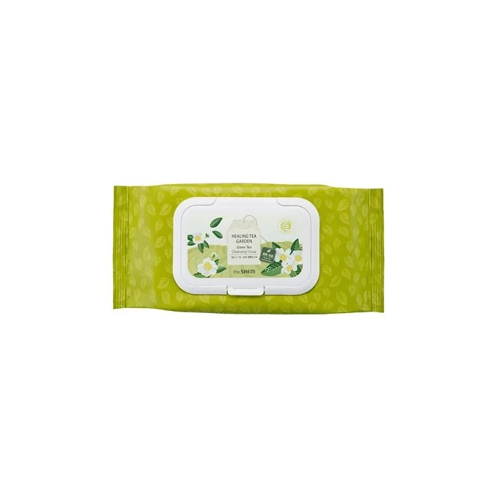 [the SAEM] Healing Tea Garden Green Tea Cleansing Tissue - Moisturizing Makeup Cleansing Tissue for Normal to Dry Skin