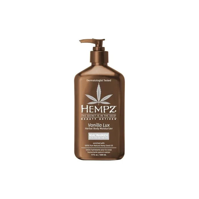 Hempz Vanilla Lux Herbal Body Moisturizer with Niacinamide, Shea Butter, and Aloe