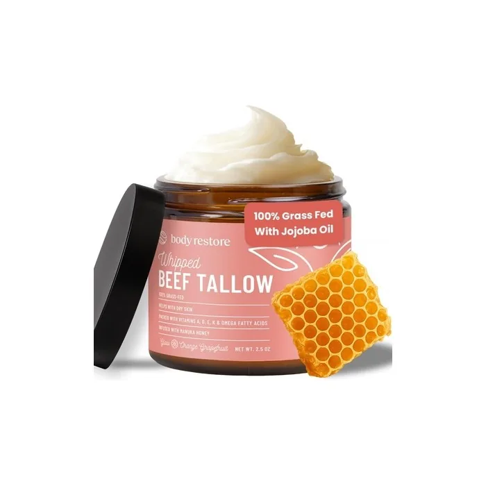 Body Restore Grass Fed Whipped Beef Tallow Balm with Manuka Honey for Face