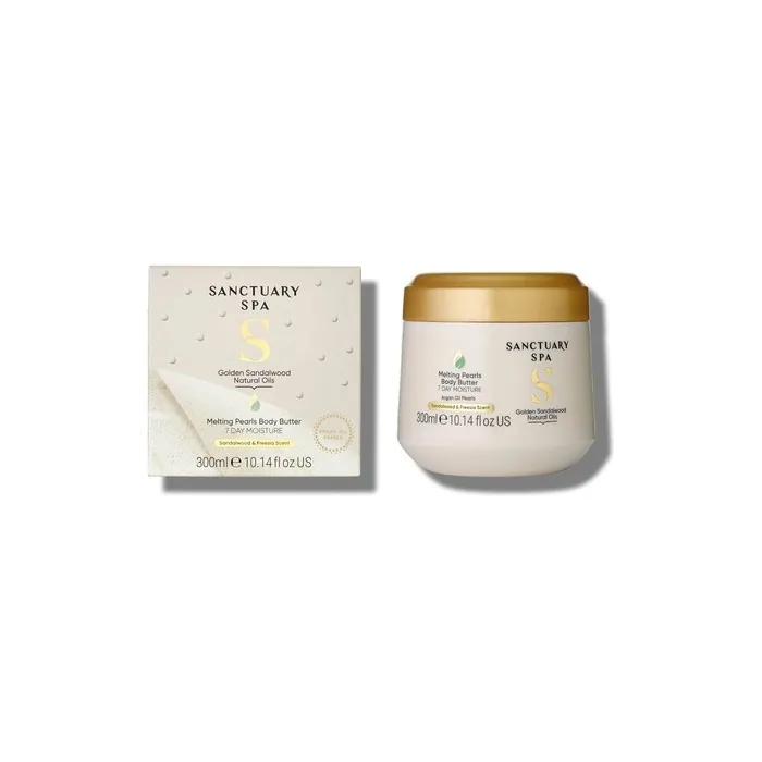 Sanctuary Spa Golden Sandalwood Melting Pearl Body Butter with Shea Butter and Argan Oil 300g