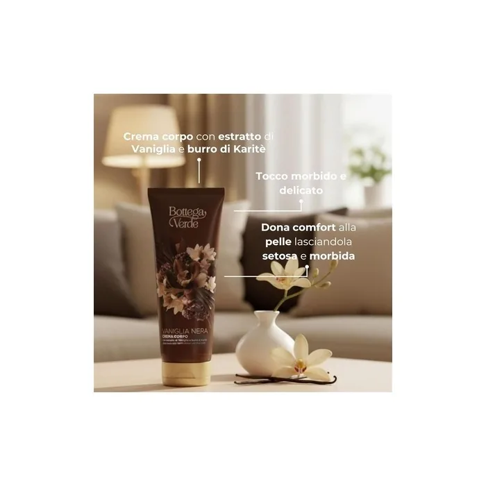 Bottega Verde Black Vanilla Body Cream 200ml Enriched with Vanilla Extract