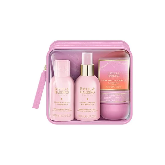 Baylis & Harding Jojoba Body Care Gift Set with Jojoba, Vanilla & Almond Oil - 4 Pieces