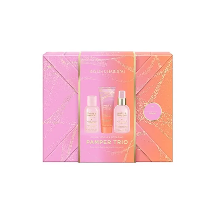 Baylis & Harding Pamper Trio Body Gift Set with Jojoba, Vanilla & Almond Oil