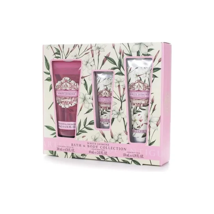 Aromas Artesanales de Antigua Bath & Body Collection White Jasmine Set with Body Wash 200ml, Hand Cream 60ml, and Body Cream 130ml