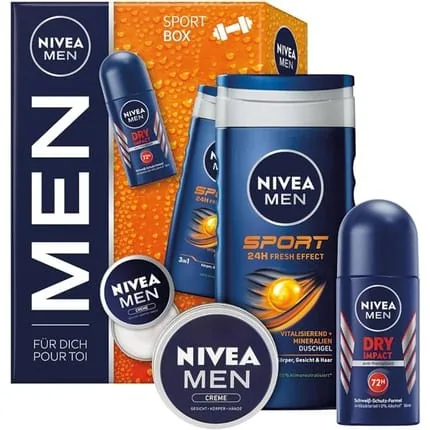 Nivea Men Sport Box Gift Set Deodorant 150ml Shower Gel 250ml Cream 30ml
