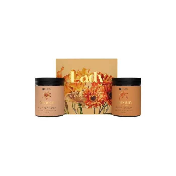 Hiskin Lady Orange Candle 200ml + Body Balm 200ml Set