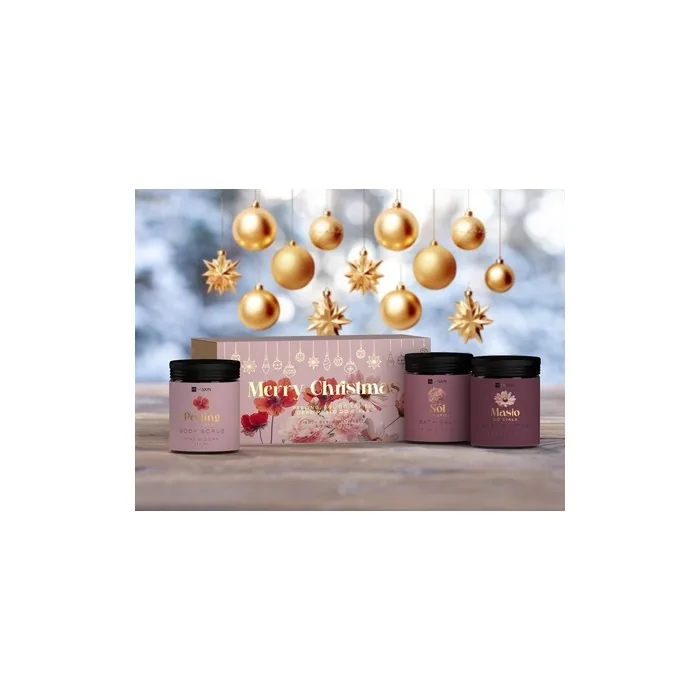 Hiskin Gift Set Body Scrub Bath Salt Body Butter Pink Flowers