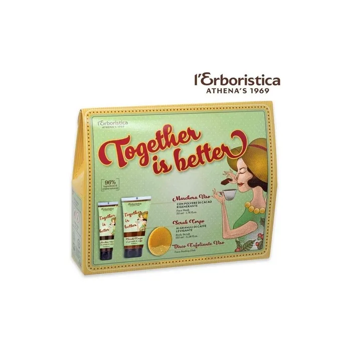 L'Erboristica Together is Better Set - Face Mask with Cocoa and Body Scrub with Coffee 50ml 150ml