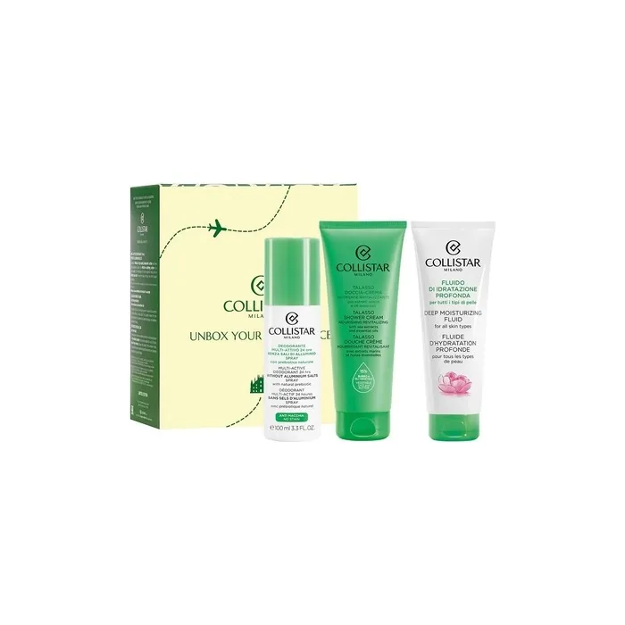 Collistar Xmas 2025 Unbox Your Confidence Set Antiwater Talassoscrub Body Exfoliant 150g Idroattiva Fresh Moisturizing Water Cream 15ml And Deep Moisturizing Fluid