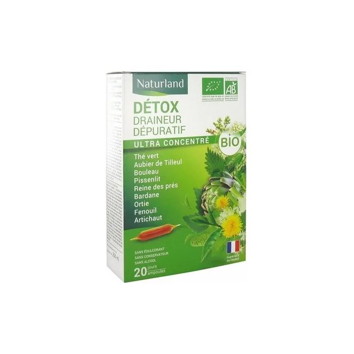 Naturland Detox Draineur Depurative Organic 20 Phials Drinkable 10ml