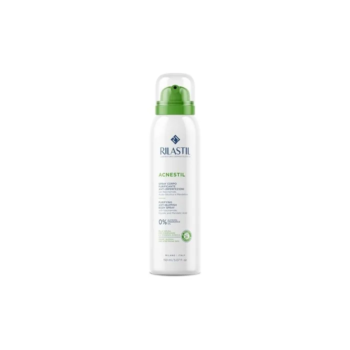 Rilastil Acnestil Body Spray Cleansing And Antiimperfections Sebum Normalizing Soothing With Niacinamide Glycolic Acid And Almond Acid 150ml