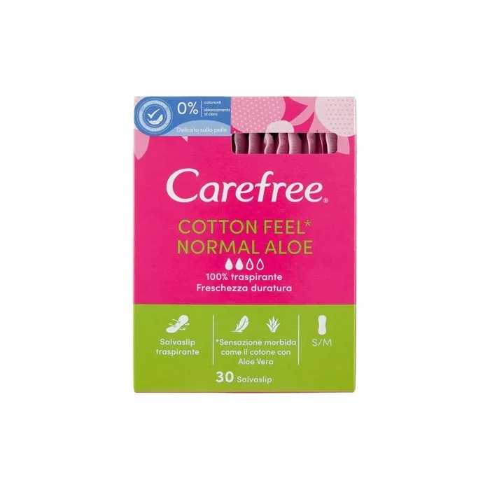 Carefree Aloe Breathable Panty Liners with Natural Aloe Vera Freshness 30 Count
