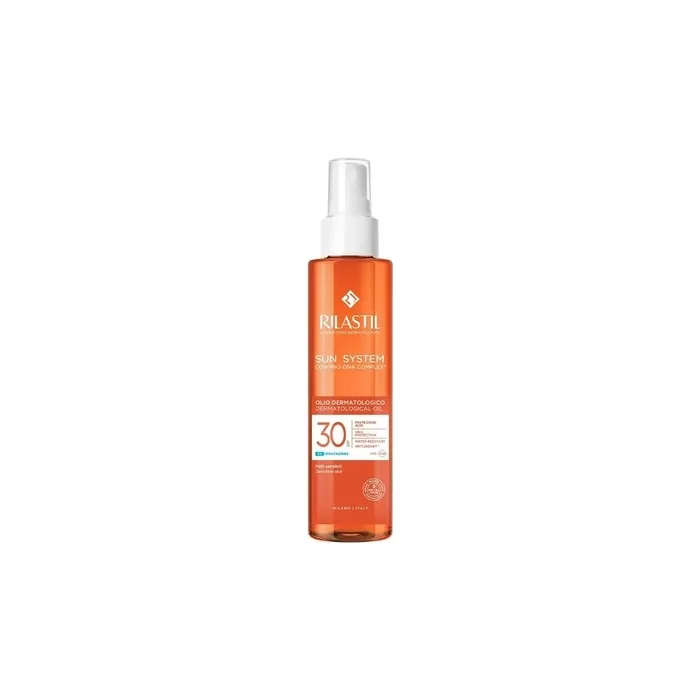 Rilastil Sun System Dermatological Oil SPF30+ High Protection Sun Oil for Sensitive Skin Water Resistant UVB and UVA Protection 8H 200ml