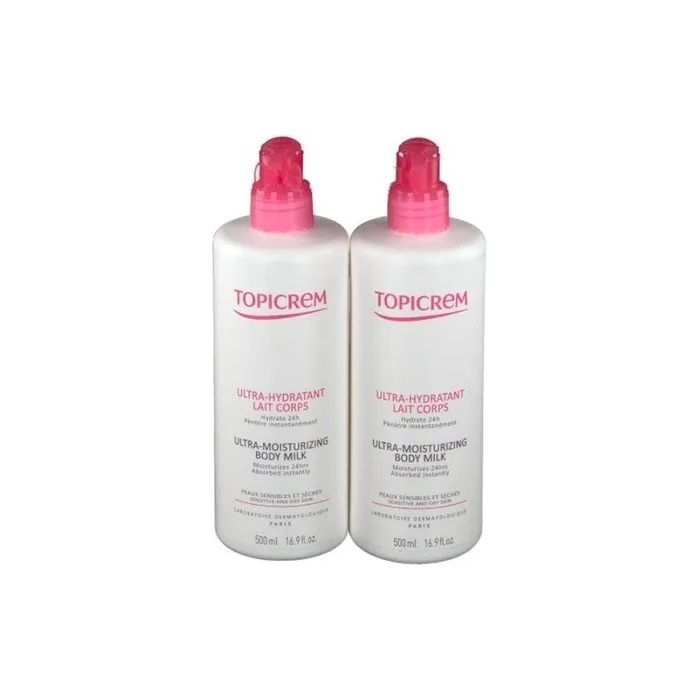 Topicrem Ultra Moisturizing Body Milk 500ml - Pack of 2