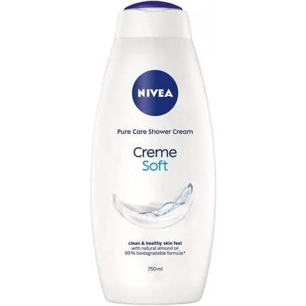 NIVEA Care Shower Creme Soft 750ml Caring Shower Body Cream with Almond Oil Moisturising Shower Gel Body Wash Skin Moisturiser