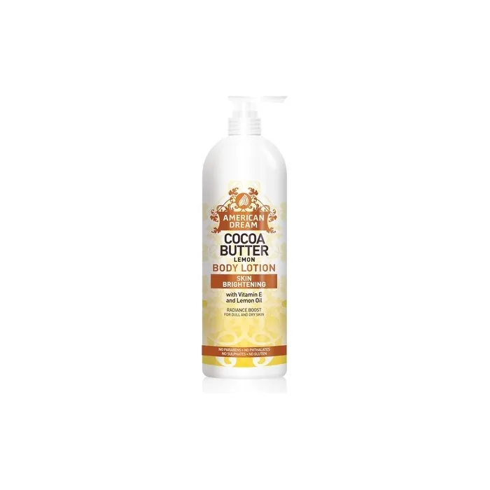 American Dream Radiance Boost Cocoa Butter Body Lotion With Lemon Oil And Vitamin E For Dull And Dry Skin 750ml